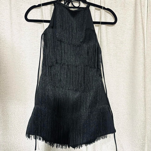 Black Fringe Romper - Picture 2 of 7